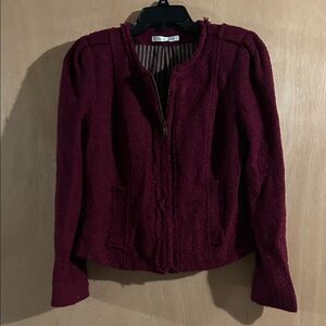 CAbi Deep Red Teddy Jacket